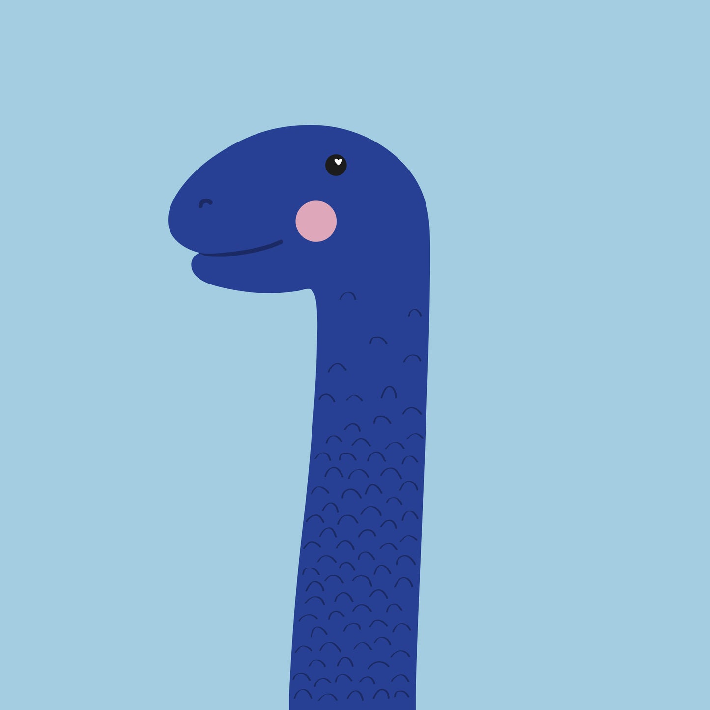 Plakater til børn af en sød, blå, illustreret dinosaur.